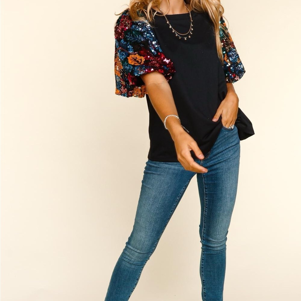 🔥🔥Solid Knit Multi Color Sequence Bubble Sleeve… - image 3